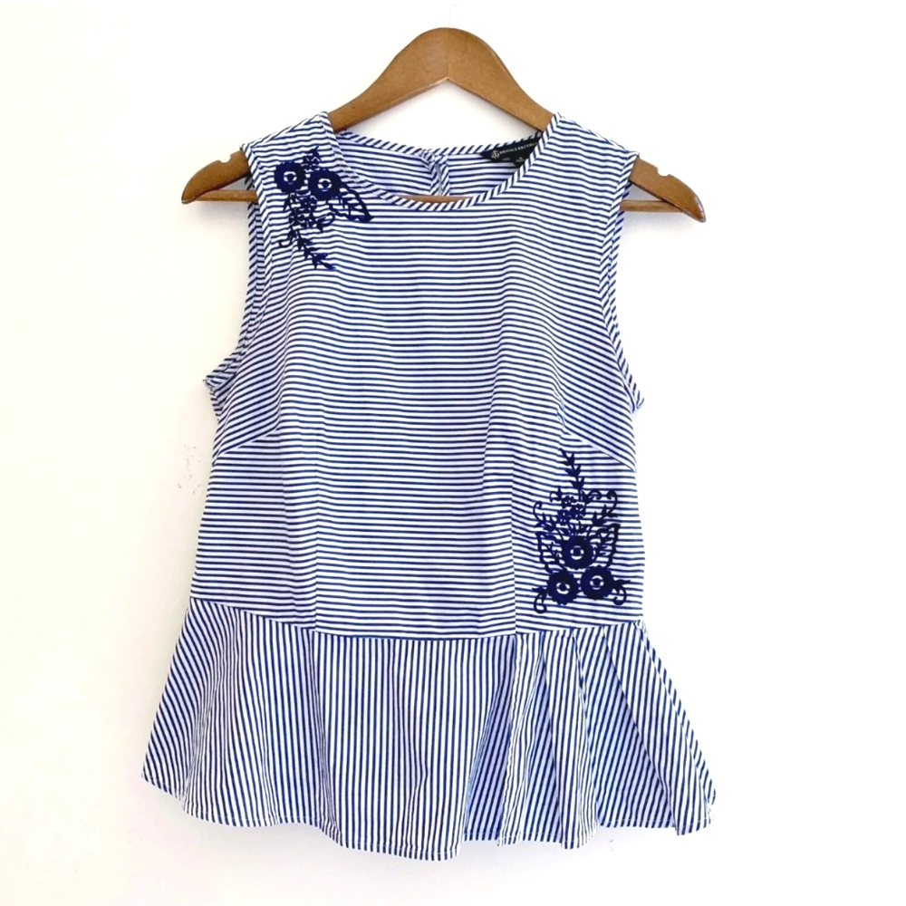 Brooks Brothers Embroidered Peplum Top